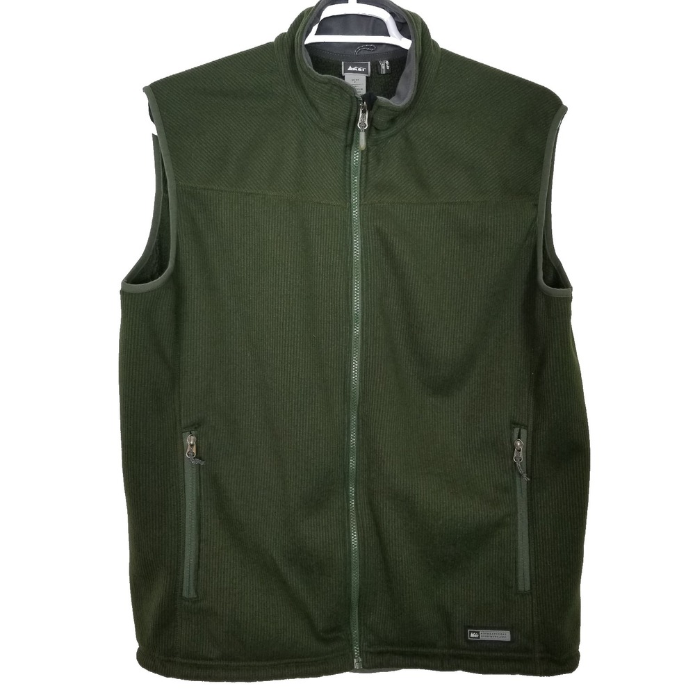 REI Men Zip Up Vest Jacket Sz XL Green Outdoor Hiking‎ Pockets